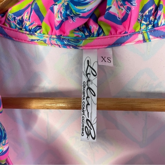 Lulu-B | Pink Tropical Palm Tree Print Ruffle Maxi Dresss - Picture 5 of 9